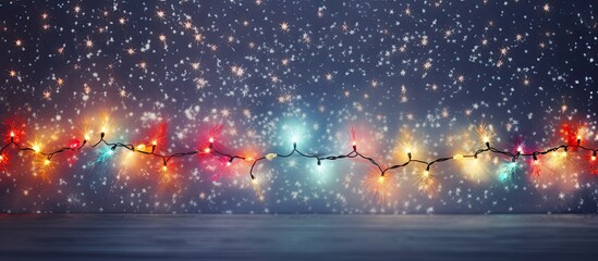 Wall Mural - Christmas lights Glowing beautiful garland Christmas decorations winter holidays New Year. copy space available