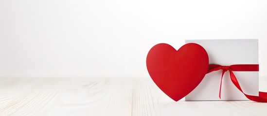 Aufkleber - Gift card with valentines heart shaped over white table background. copy space available