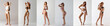 © Lustre Art Group  - Collage made of portraits of young, slim women posing in underwear against grey-white studio background. Dieting. Concept of female health, beauty and fashion, selfcare and healthy lifestyle. Ad