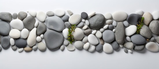 Poster - Top view Stones empty space on white background with copy space for your text