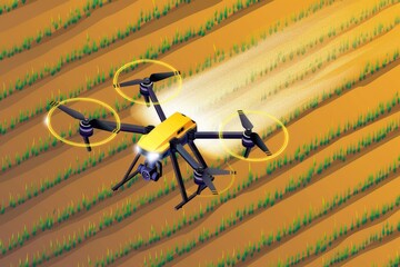 Wall Mural - Advanced technology in sprawling cornfields enhances agricultural efficiency through sustainable management and precision farming techniques