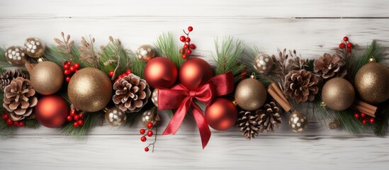 Poster - New year or Christmas decoration for holiday concept on grey wooden board Studio shot and isolated on white background. copy space available