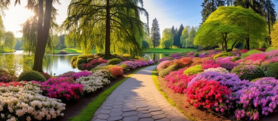 Poster - beautiful flowers in the park. copy space available