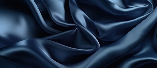 Aufkleber - Crumpled dark blue silk fabric as background closeup view Space for text. copy space available