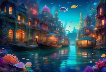 Wall Mural - Captivating the Enchanting Depths of a Whimsical Underwater City