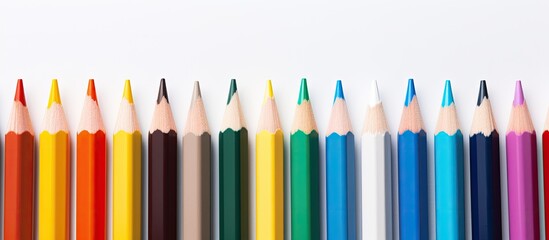 Aufkleber - Colored pencils on the white paper book background with vintage style for copy space area