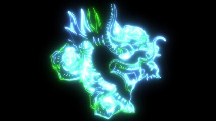 Sticker - neon animation of Chinese dragon head