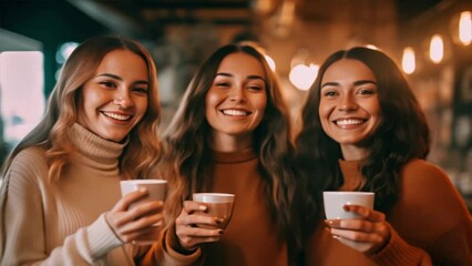 Wall Mural - Group of girls in a coffee shop