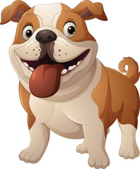 Wall Mural - Happy cartoon bulldog isolated on white background