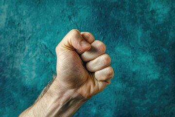 Clenched Hand. The Symbol of Bravery and Aggression in Caucasian Man