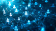 © Stock28 - Abstract blue digital network share connections cyber social network system of background illustration 3d rendering.generative ai