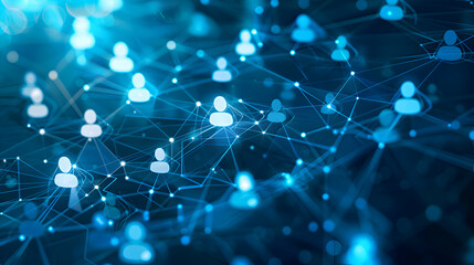 abstract blue digital network share connections cyber social network system of background illustrati