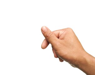 Wall Mural - Male hands gesture holding cards or business cards. Some types of documents Identification card or passport Or do a mini heart pose. Isolated on a white background.	