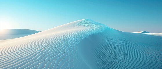 Wall Mural - Premium nature photography, prime lens, wide shot, contemporary, current, very modern background, wallpaper, texture, backdrop of huge sand dunes in the desert, isolated. Sunny, bright, clear blue sky