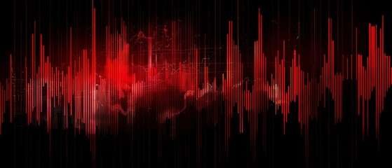 Wall Mural - Graphical digital representation of economic crisis with descending red lines on an isolated black background,