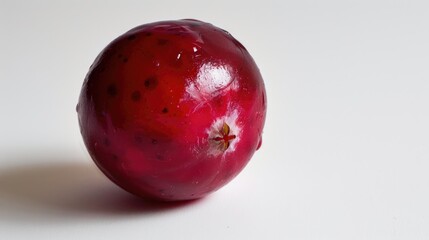 Wall Mural - Close up of a single cranberry on a white background