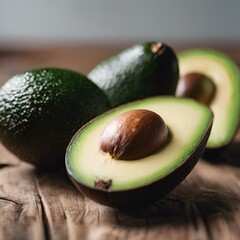 Poster - AI generated illustration of fresh avocado slices on cutting board