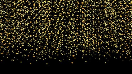 Wall Mural - Falling golden glitter particles overlay on black background. Slow motion of glowing particles overlay effect. glitter particles elegant animation
