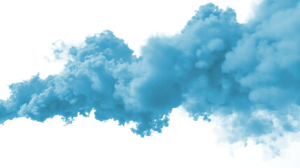 Vibrant Blue Smoke Cloud on Transparent Background