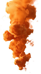 Wall Mural - soft orange ink cloud swirling in water on transparent background