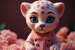 pink Panther Baby mit rosa Stickjacke und großen Augen
