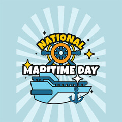 National Maritime Day Groovy Vector Design