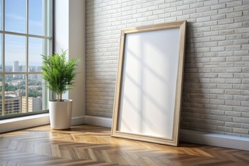 Canvas Print - Modern bright interiors apartment with mockup poster frame