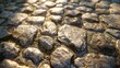 Cobblestones are a type of street paving made of small, rounded stones