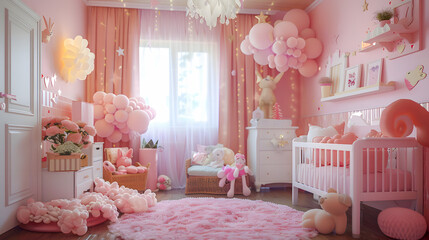 Decoration for girl nursery room inspiration ideas decorative with pinkish background