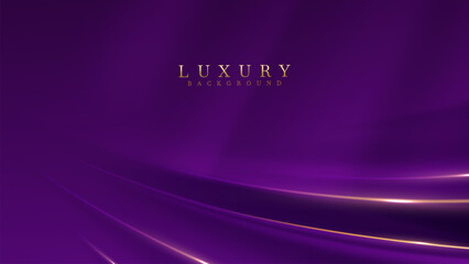 Wall Mural - elegant purple luxury silk background with gold light effects decorations. vector illustration.