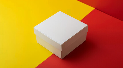 Wall Mural - A white blank boxes on a red and yellow background