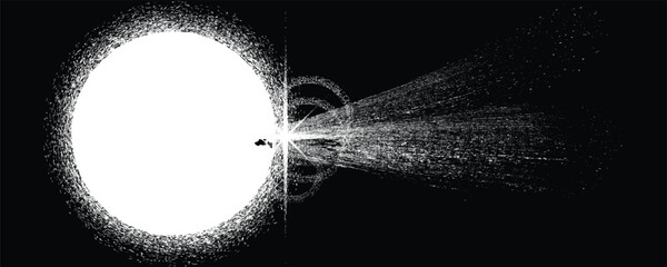Wall Mural - Sun explosion . Solar  x flare . Big eruption of plasma with magnetic loops . Exploding star in space. Solar flash of radiation on sun surface . Noise texture 