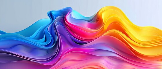 3d render of rainbow fluid waves