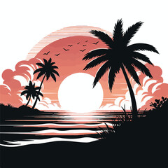 palm trees and sunsets - Generative AI