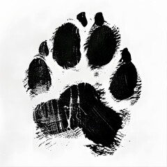 Canvas Print - Black dog paw print isolated on white background