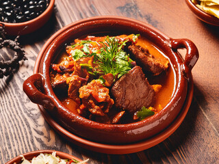 Poster - Traditional mexican meat dishes with vegetable appetizers