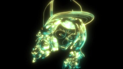 Poster - neon animation of Sugar skull Girl