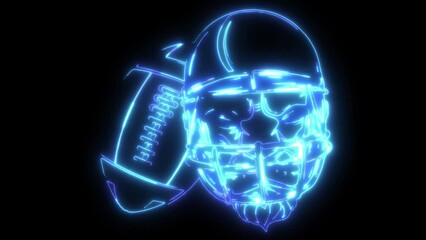 Sticker - neon animation of Rugby ball and helmet