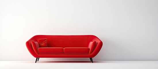 A sleek red modern sofa displayed on a clean white background creating an enticing copy space image