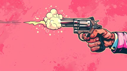 Sticker - Illustration of hand holding a gun