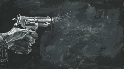 Canvas Print - Illustration of hand holding a gun