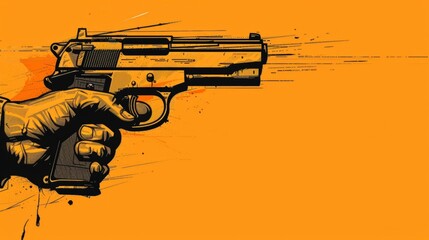 Sticker - Illustration of hand holding a gun