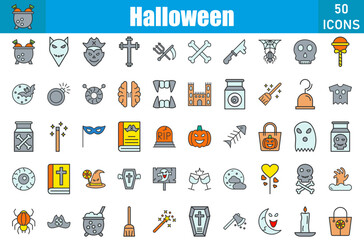 Canvas Print - Halloween Icons Set.Perfect Pixel.Vector Illustration