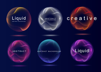 Wall Mural - Gradient neon color sphere. Round holographic gradients. Glowing bright liquid gradient shape. Curved line for banner and flyer, social media. Vector twirl.	