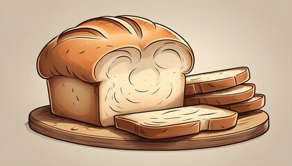 Wall Mural - Hand drawn cartoon bread illustration
