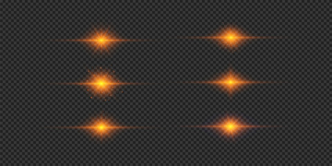 Wall Mural - set of orange horizontal light effects of lens flares
