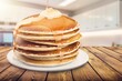 Tasty fresh pancakes with honey on plate