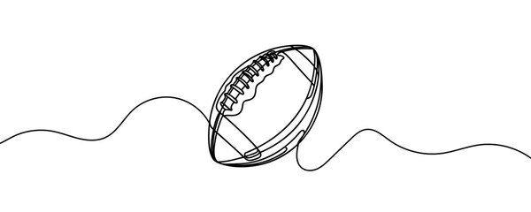 Wall Mural - One continuous line drawing American football ball. sport ball concept