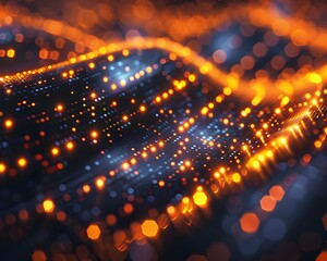 Wall Mural - detailed glowing fiber optic junction in a quantum computing matrix showcasing technology and innova