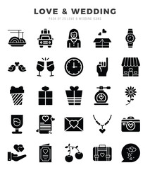 Wall Mural - Love & Wedding icons set. Vector illustration.